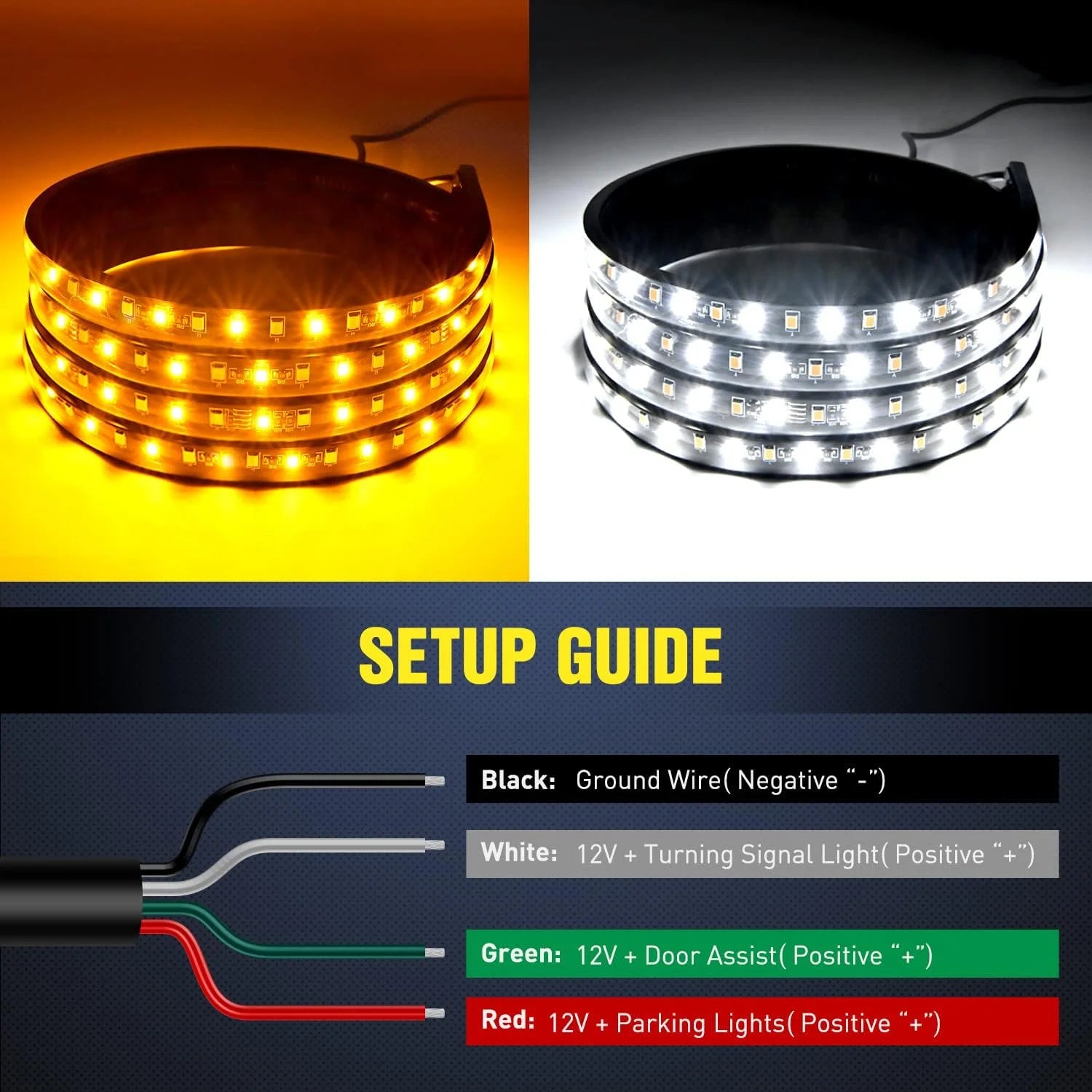 48Inch Side Maker Light with White Courtesy Light & Sequential Amber Turn Signal LED Lighting Strips
