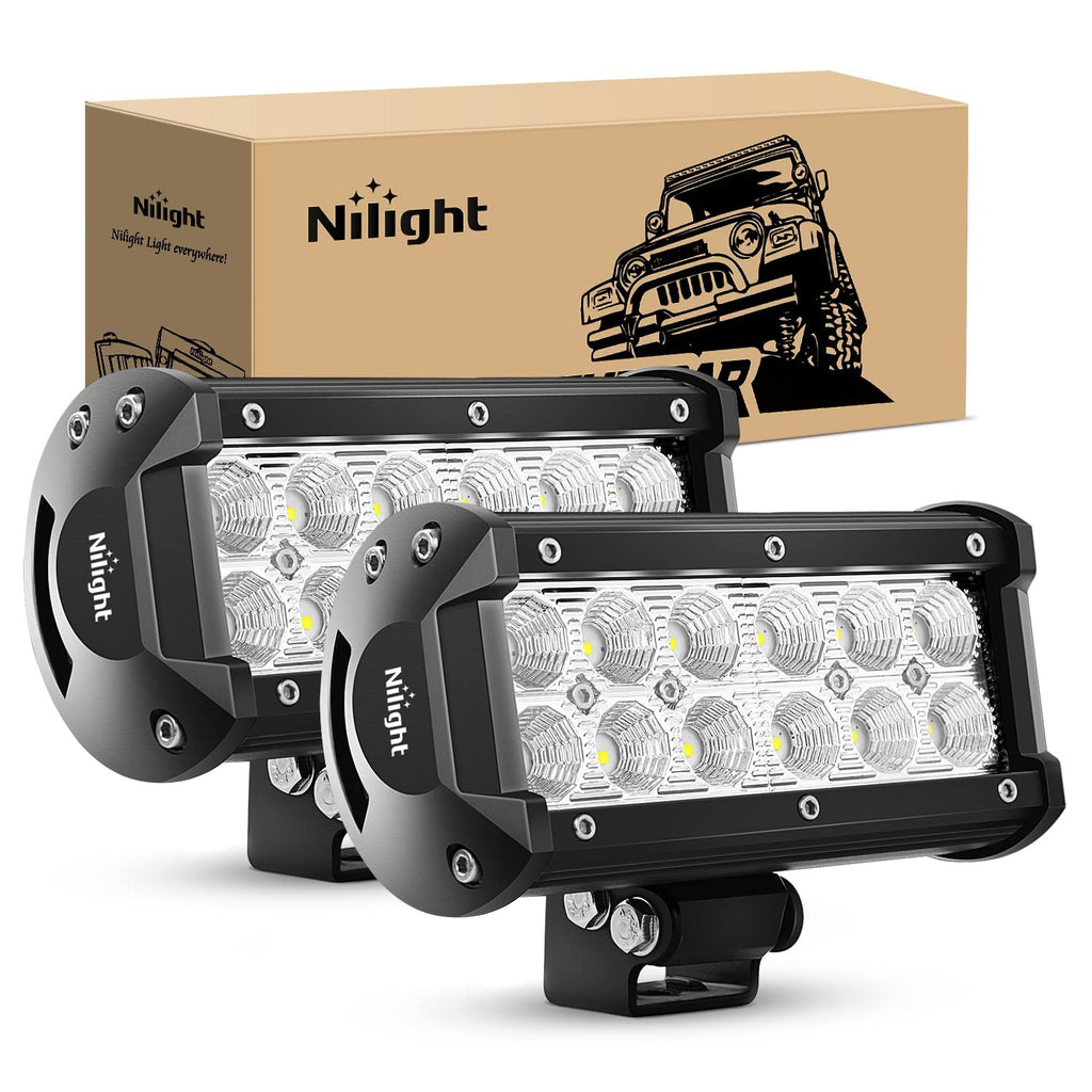 Nilight Led Light Bar 2PCS 6.5Inch 36W Flood LED Super Bright off Road Lights