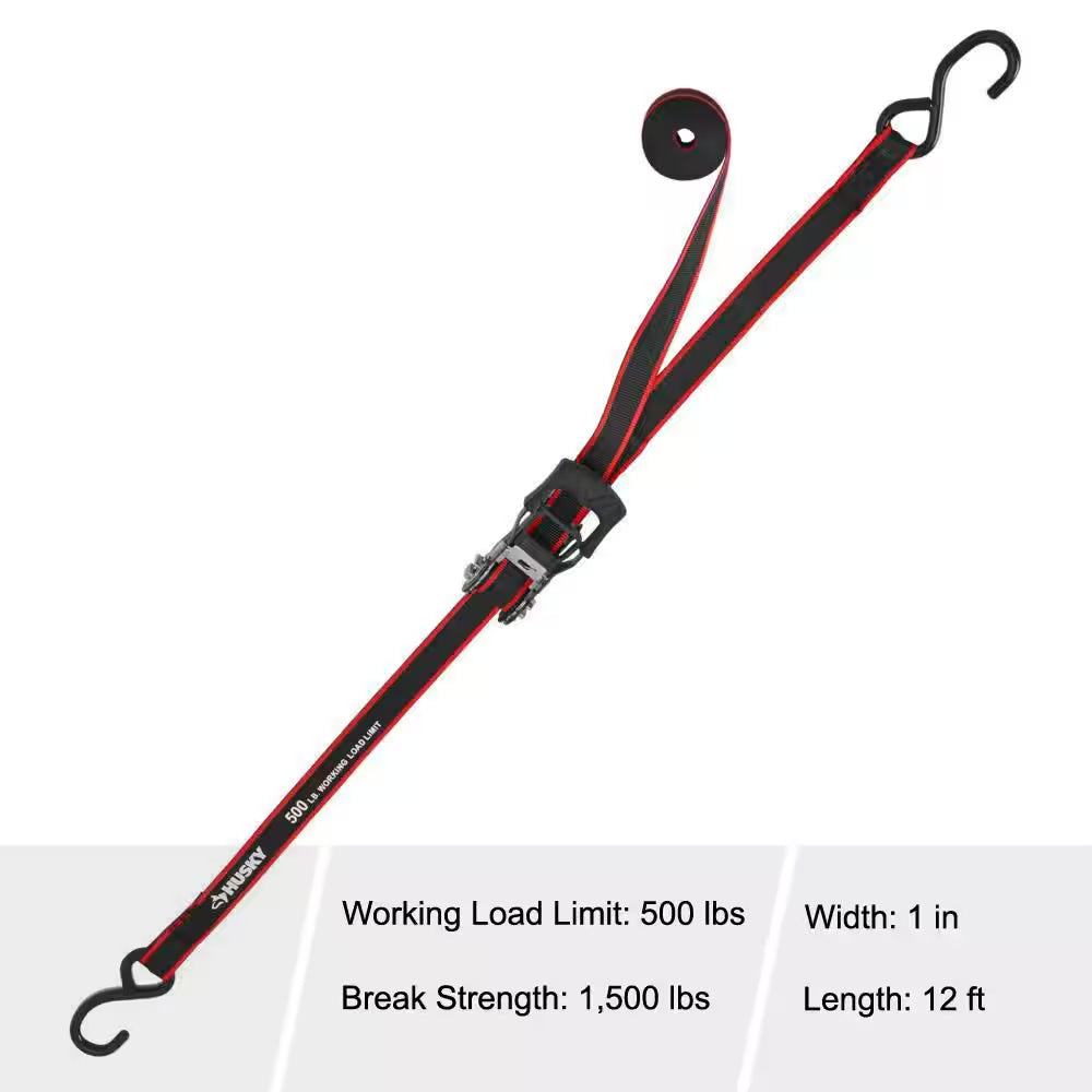 12 Ft. X 1 In. Ratchet Tie-Down Straps with S-Hook (4-Pack)