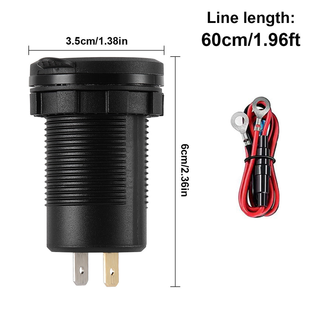 12V-24V PD + QC3.0 Dual USB Car Fast Charger Power Socket Outlet LED Voltmeter