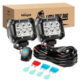 4 Inch 18W Double Row Spot LED Pods (Pair) | 12FT Wire 5Pin Switch