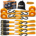 Heavy Duty Tie down Strap Set 2200 Break Strength – 1" X 17' 4Pk