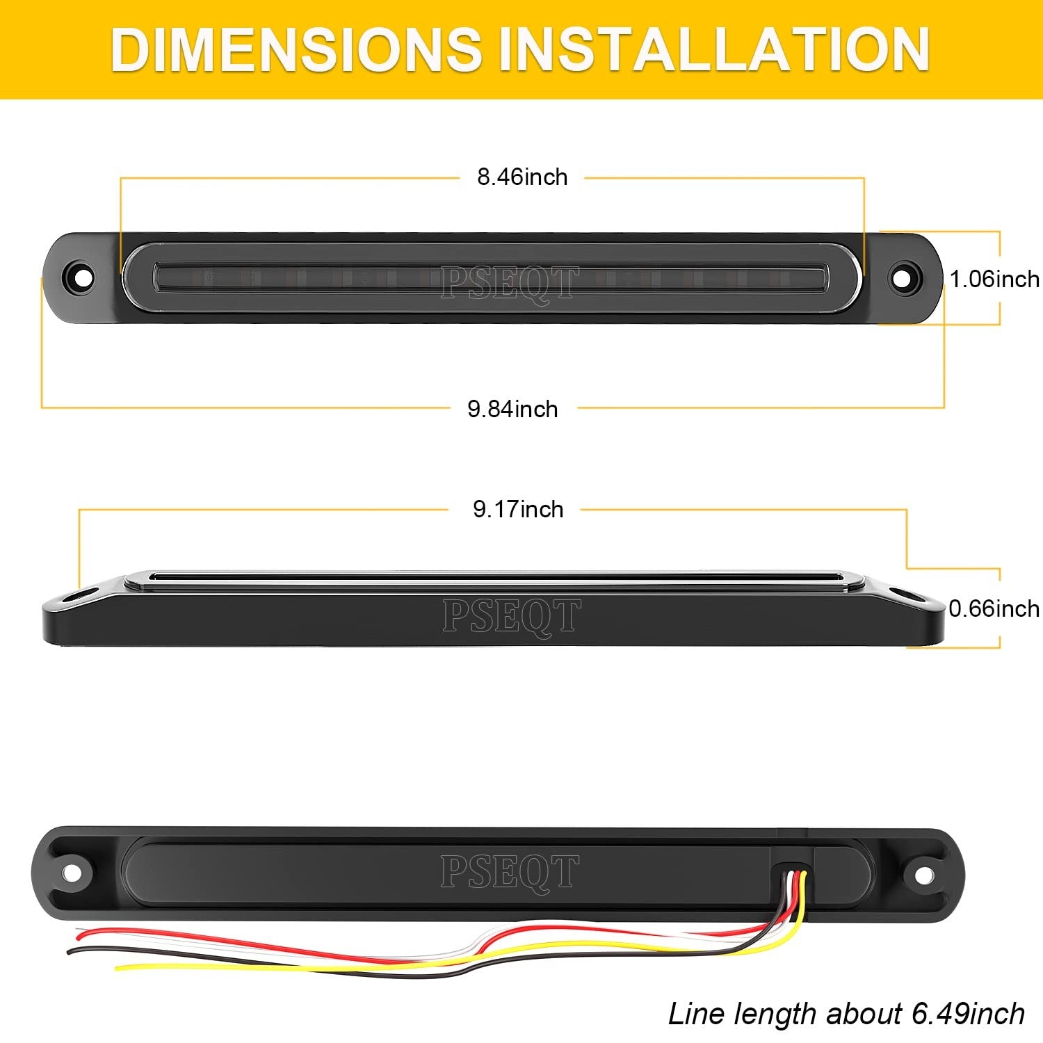 10" Led Trailer Tail Light Bar Brake Stop Turn Signal Lights