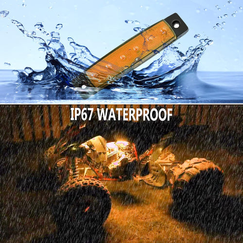 10Pcs LED Rock Lights Waterproof 3.8" Amber Underglow Kit, Fender Wheel Well, Car Exterior Side Marker for Wrangler, Snowmobile, Truck, Golf Cart, RV, SUV, Offroad