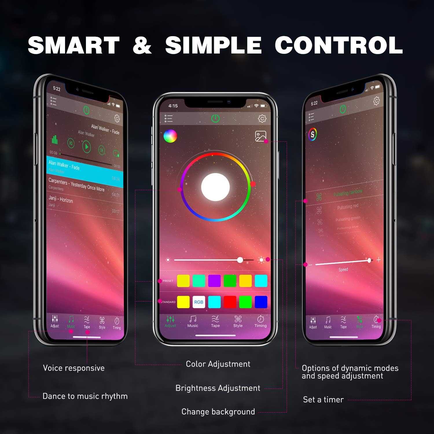RGB LED Rock Lights Kit, 4 Pod Light with Bluetooth App