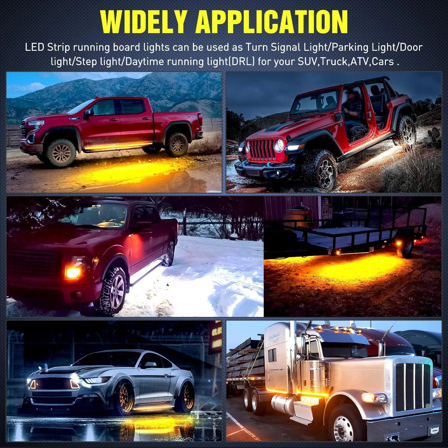48Inch Side Maker Light with White Courtesy Light & Sequential Amber Turn Signal LED Lighting Strips