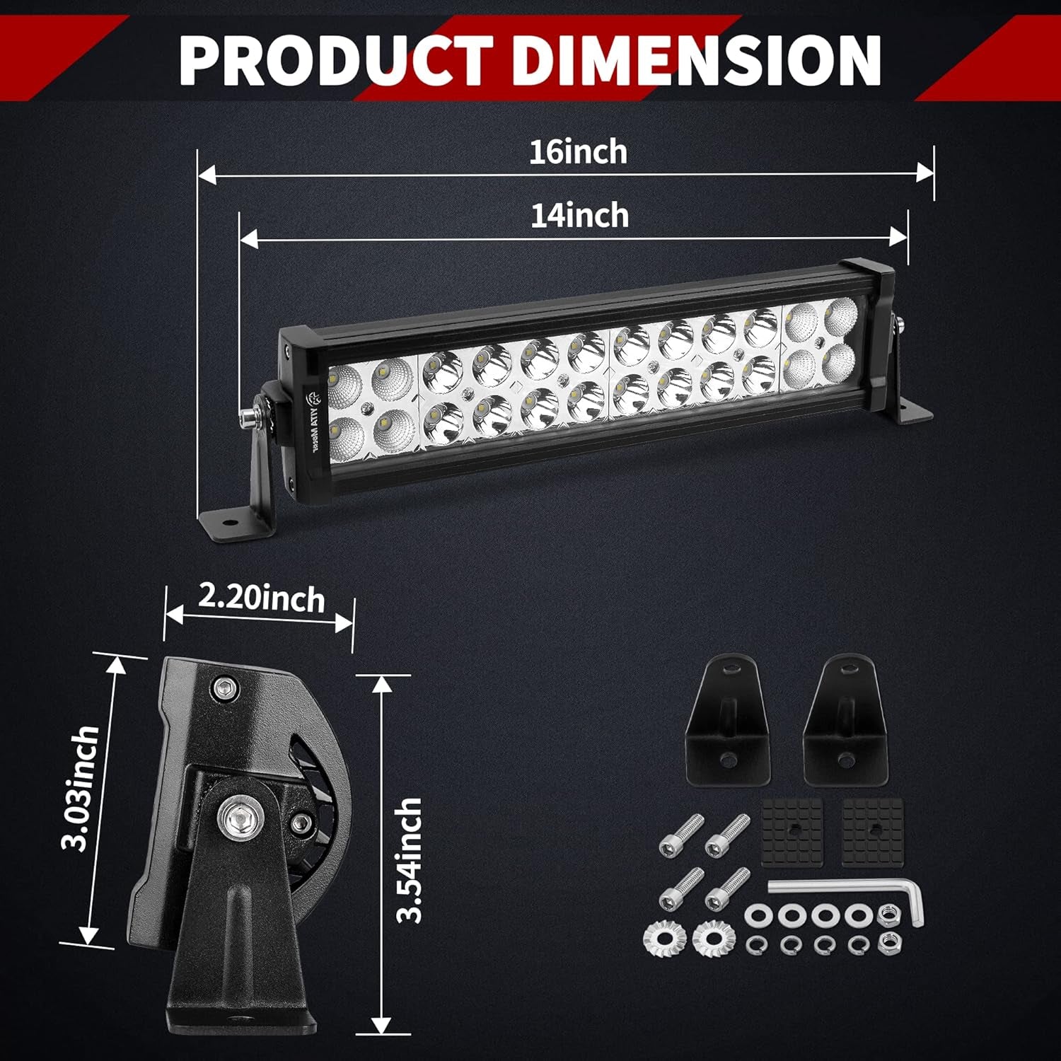 LED Light Bar 14Inch 72W Led Work Light Spot Flood Combo 