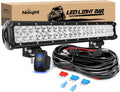 LED Light Bar 20 Inch 126W Spot Flood Combo, 12V 5Pin Rocker Switch LED Light Bar Wiring Harness Kit