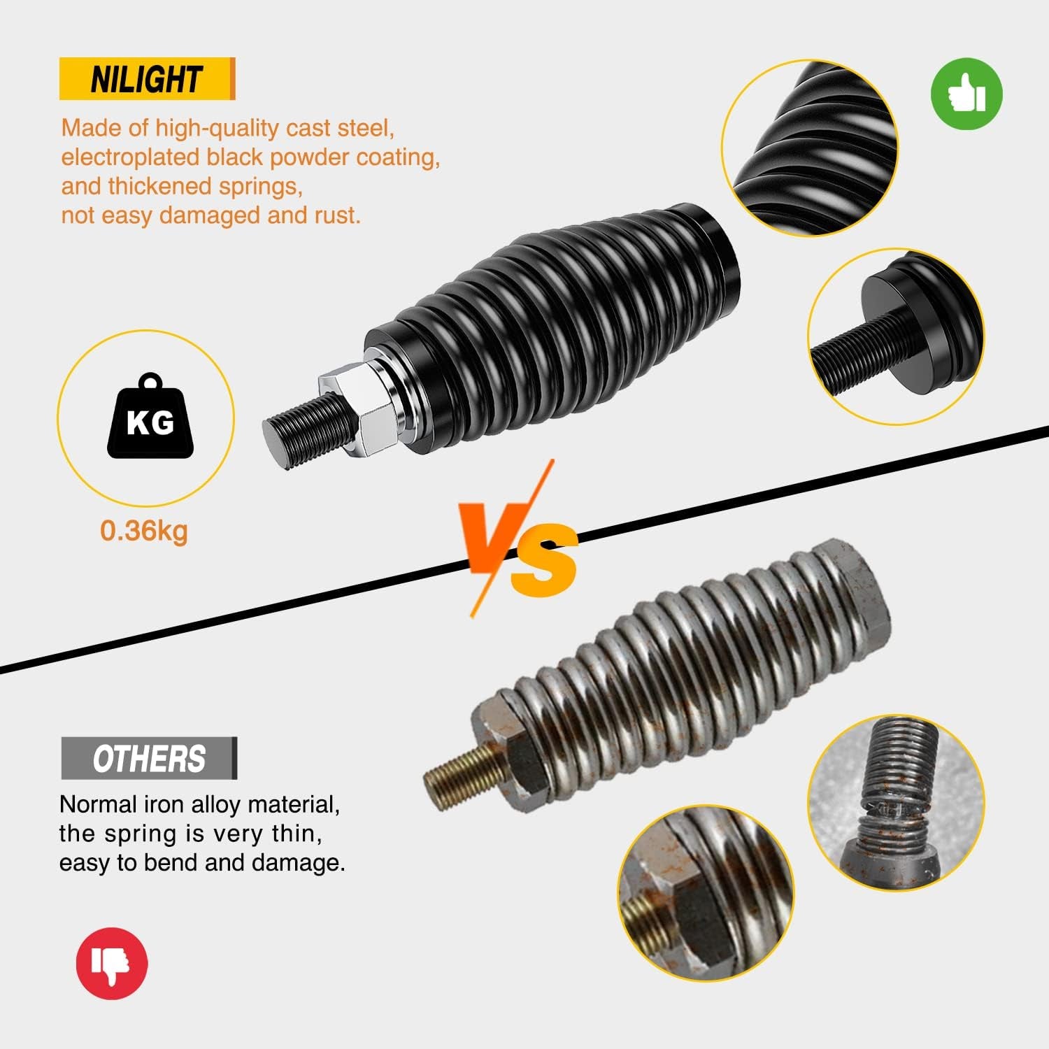 2Pcs Heavy Duty Barrel Spring Mounting Base for Whip Light
