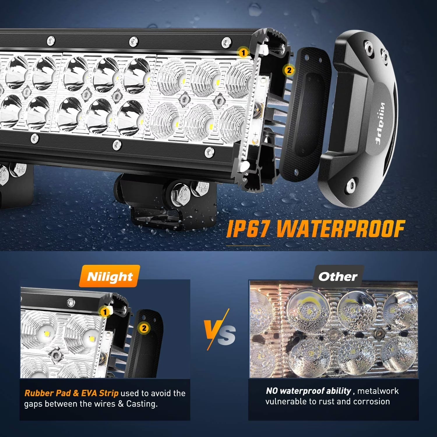 LED Light Bar 20 Inch 126W Spot Flood Combo, 12V 5Pin Rocker Switch LED Light Bar Wiring Harness Kit