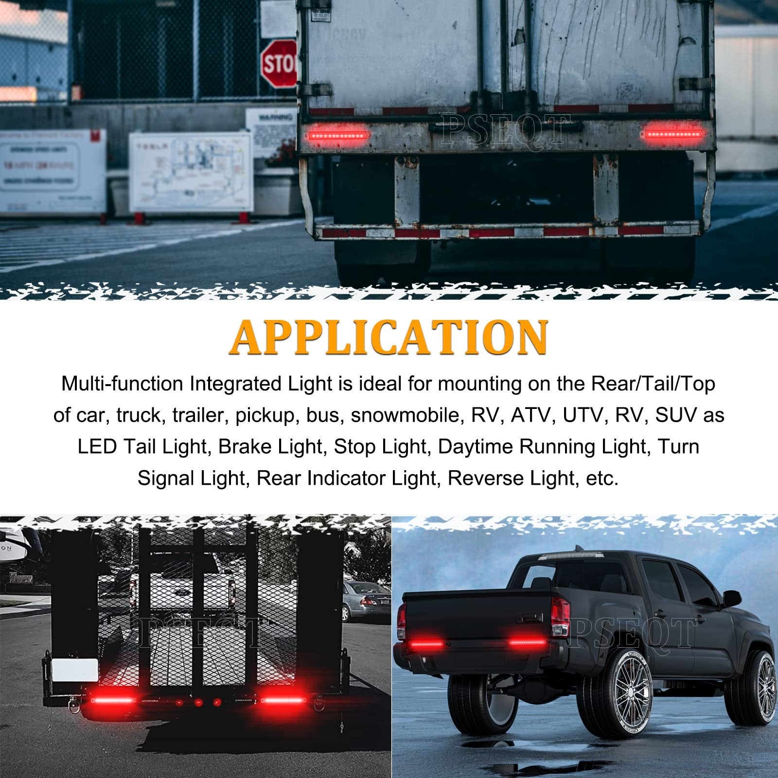 10" Led Trailer Tail Light Bar Brake Stop Turn Signal Lights