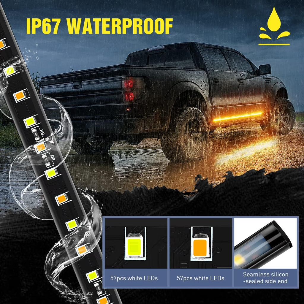 48Inch Side Maker Light with White Courtesy Light & Sequential Amber Turn Signal LED Lighting Strips