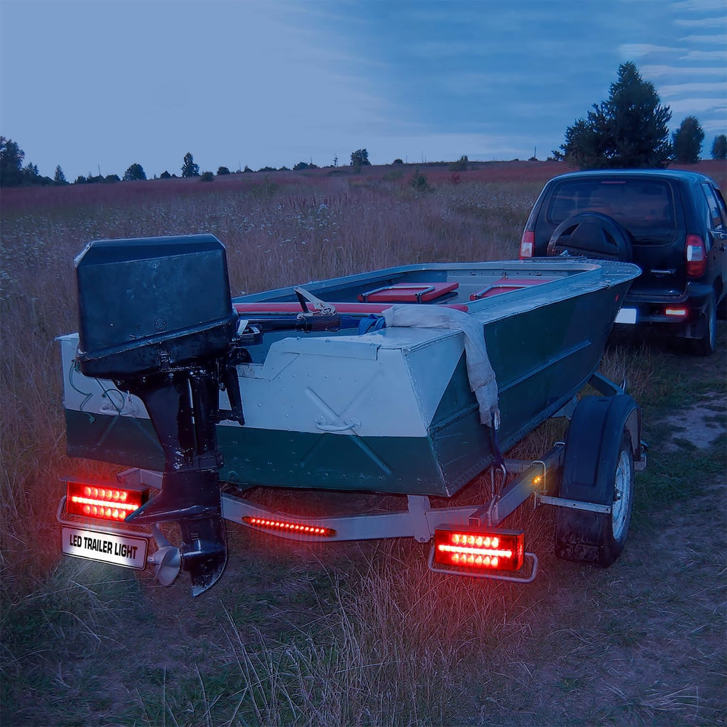 LED Submersible Rectangular Trailer Tail Light Kit, Super Bright Brake Stop Turn